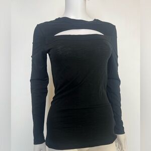 Proenza‎ Schouler Black Label Cutout Long Sleeve Top Women’s Small Black Cotton